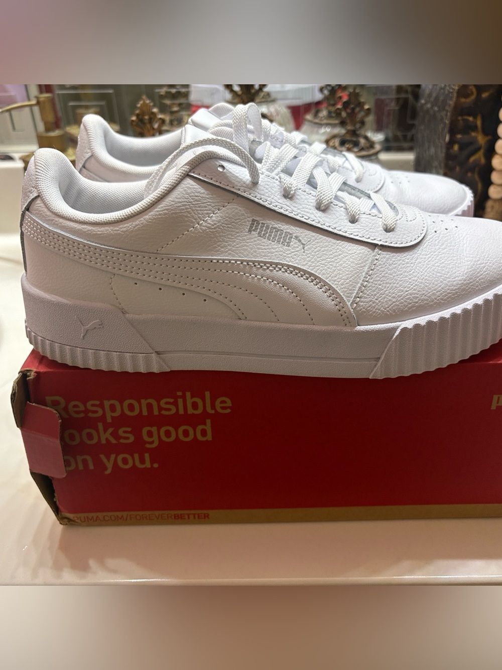 PUMA Carina L  White - Silver Sneakers
